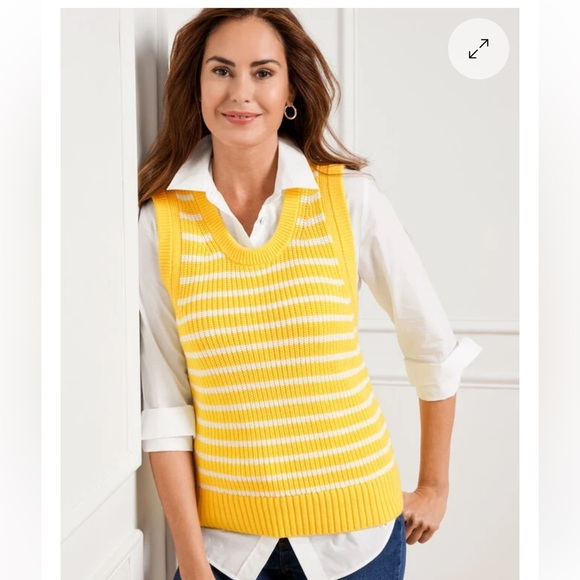 NWT Talbots Yellow Striped Women's SZ PM Sweater Vest Top Summer 2025 - Picture 1 of 4